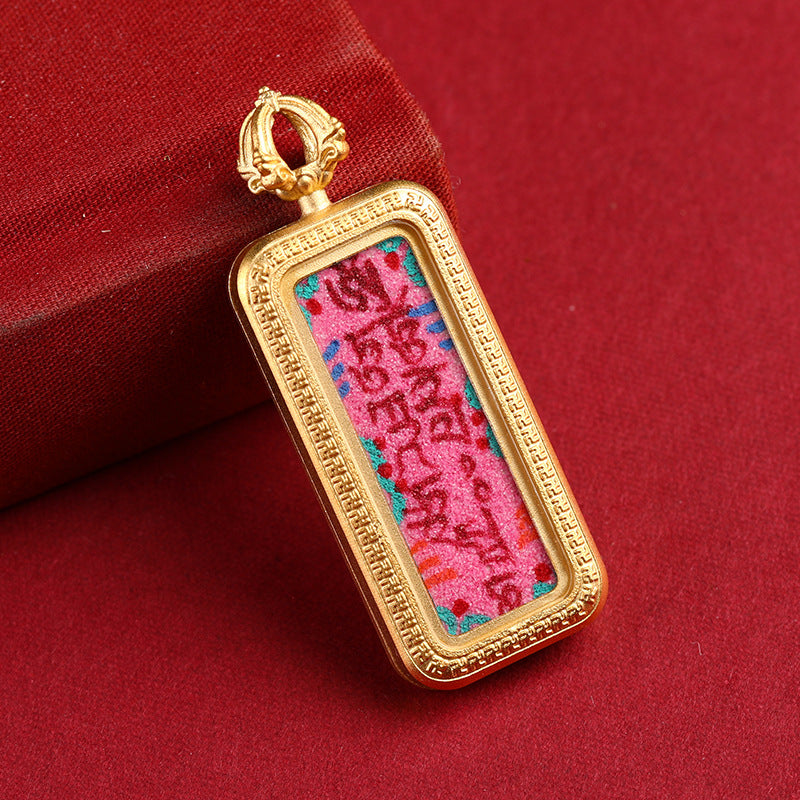 Miniature Pure Hand-Painted Thangka Core with Various Mantra Tibetan Thangka 1*3 Small Gold Bar Hand-Painted Thangka Pendant