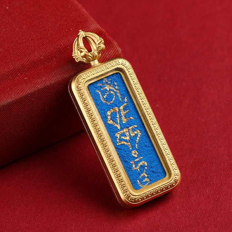 Miniature Pure Hand-Painted Thangka Core with Various Mantra Tibetan Thangka 1*3 Small Gold Bar Hand-Painted Thangka Pendant