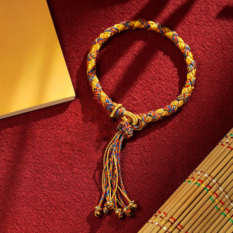 Hand-painted Thangka Five-Way Dragon Scale Knot Hand-braided Bracelet