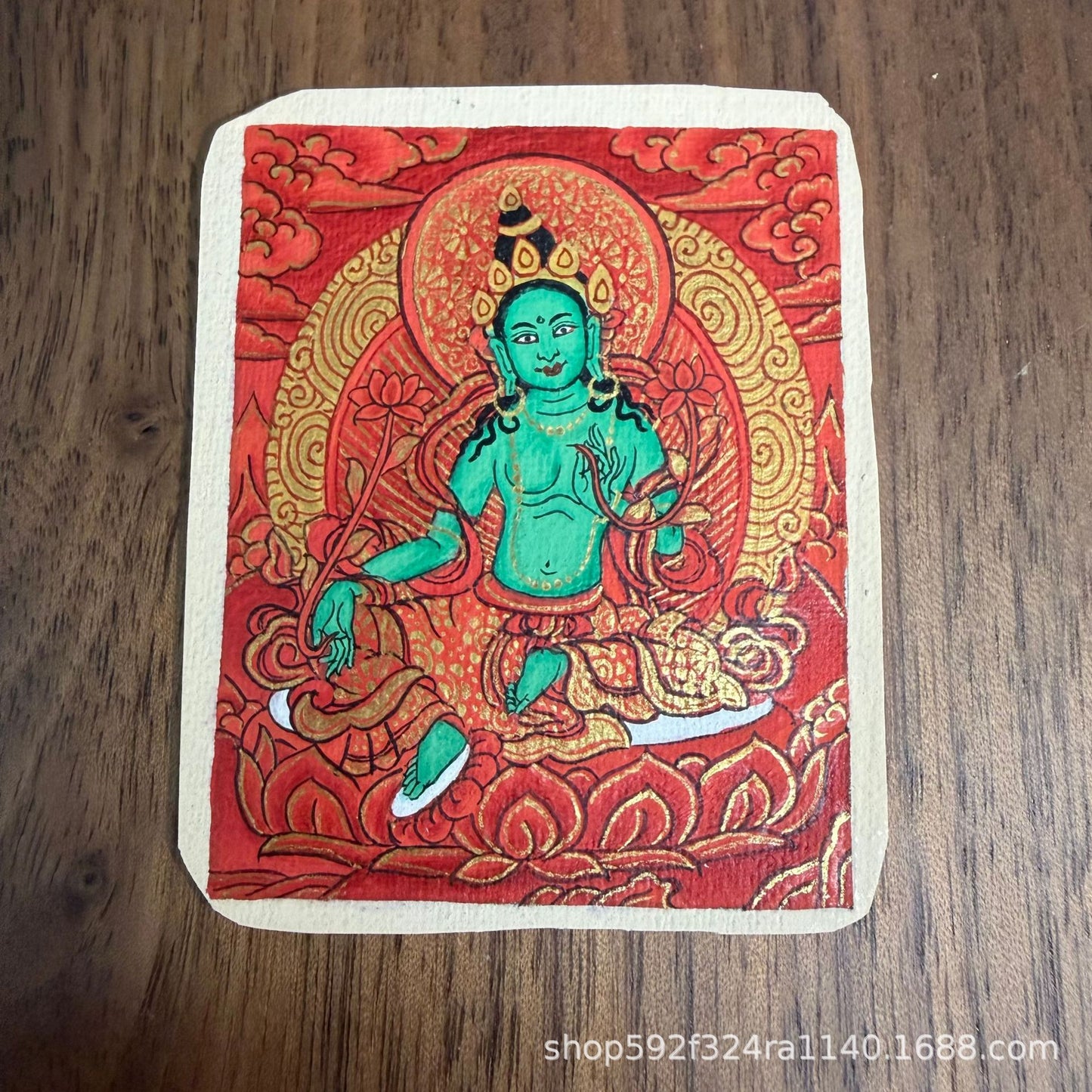 热贡手绘唐卡绿度母
