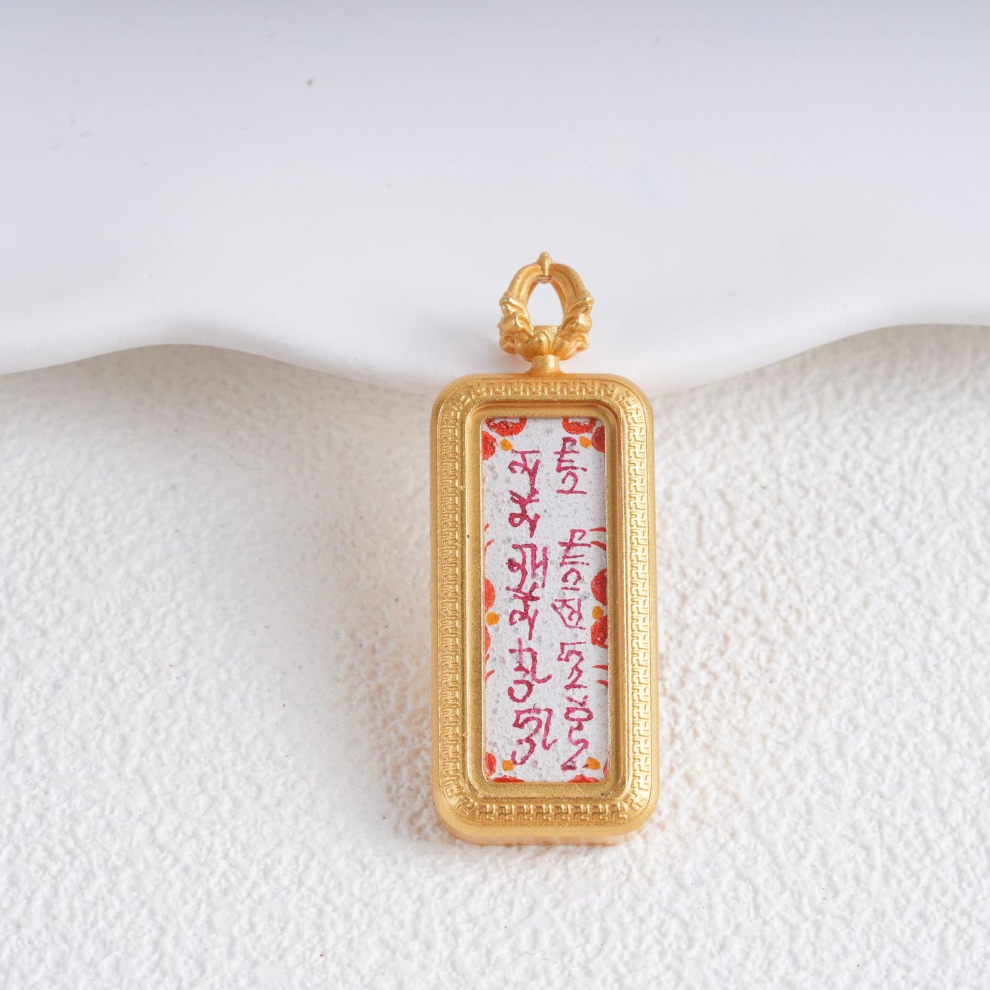 Hand-painted Gold-traced Thangka Pendant, God of Wealth Mantra Mini Prayer Box, Chinese Zen Style Necklace