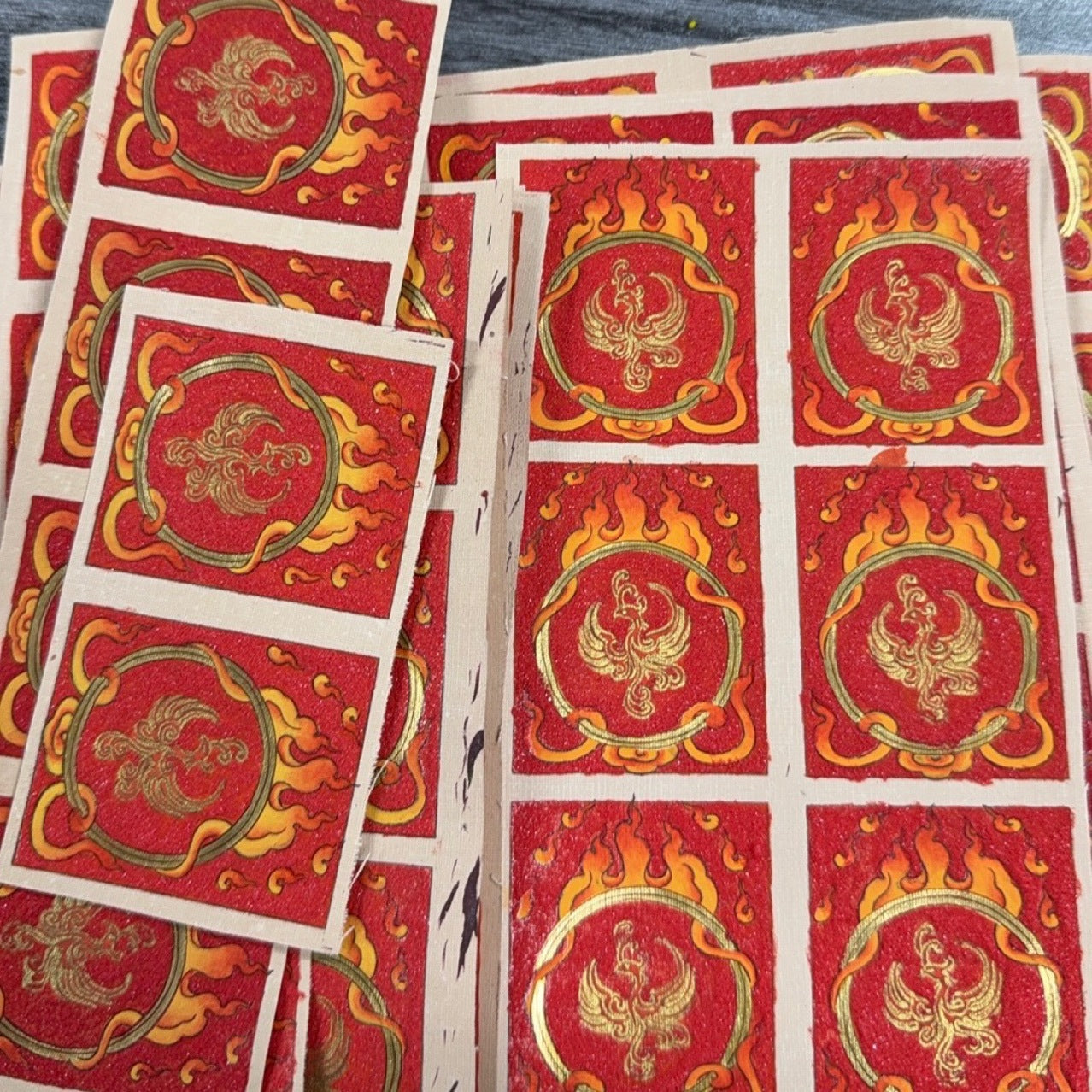热贡纯手绘九紫离火方形唐卡粗矿砂