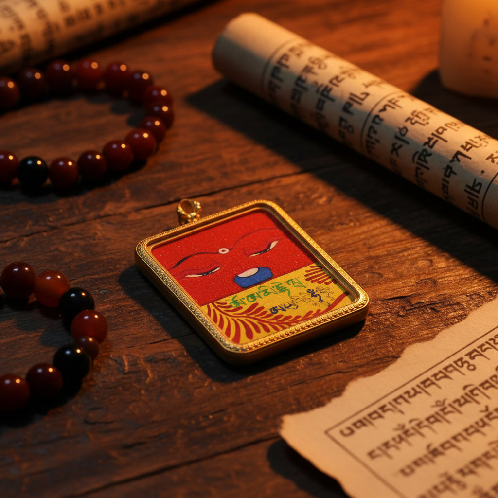 Hand-painted and semi-hand-painted Tibetan Thangka coarse sand Eight Zodiac Guardian Deity pendant and necklace
