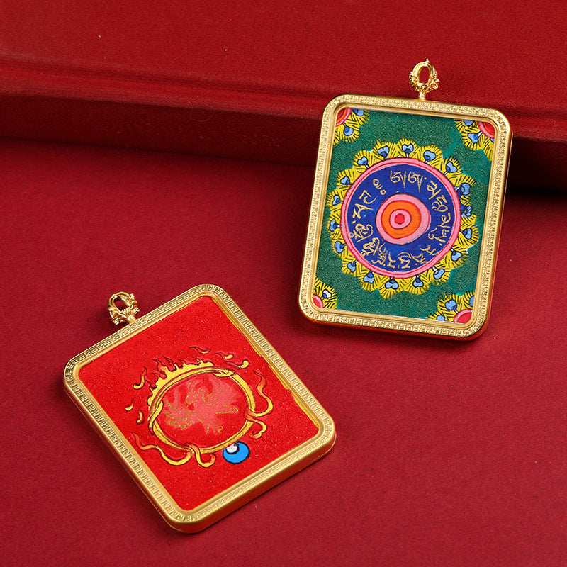 [Nine Purple Li Fire] Tibetan Thangka Calligraphy Painting Gahu Box Pure Hand-Painted Five Line Scripture Five Bar Pendant