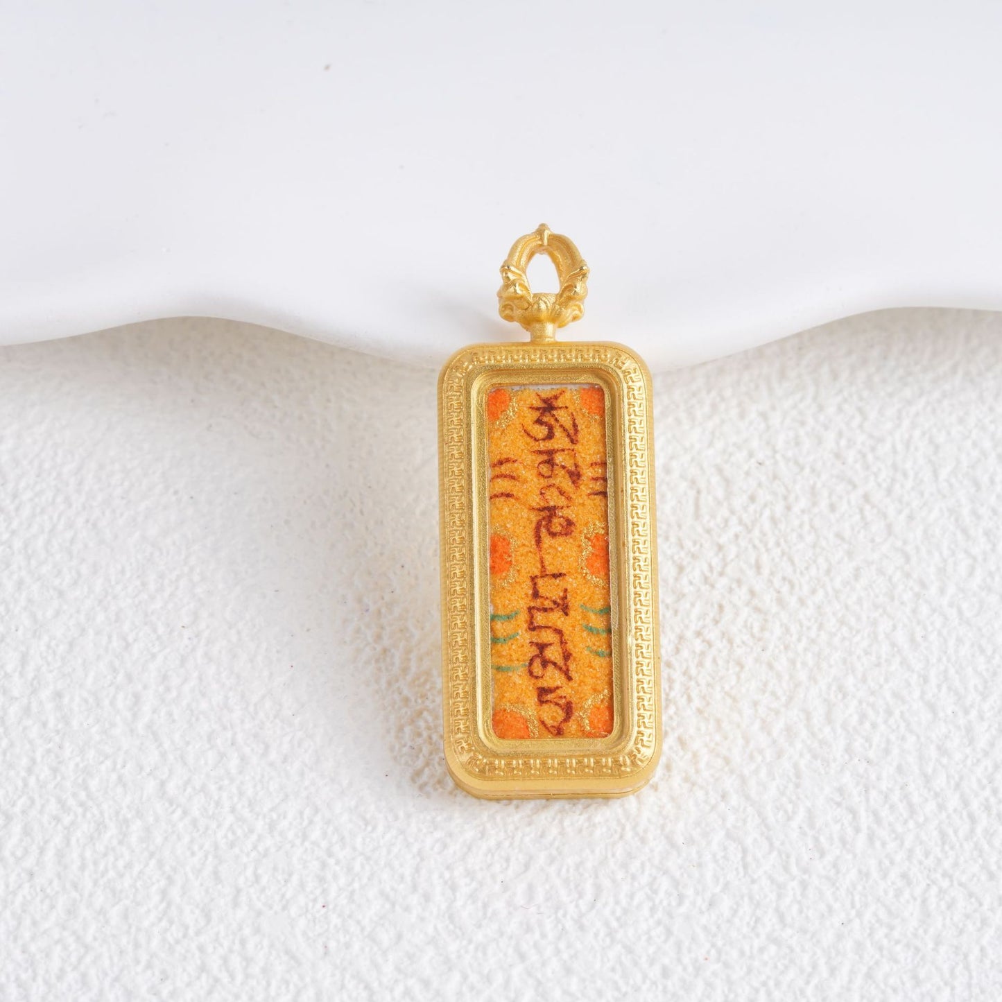 Hand-painted Gold-traced Thangka Pendant, God of Wealth Mantra Mini Prayer Box, Chinese Zen Style Necklace