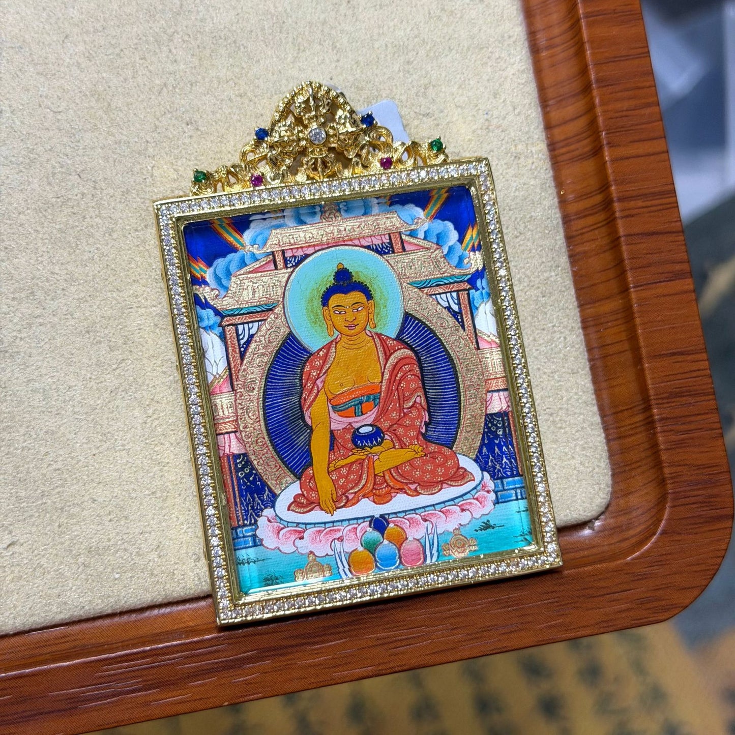 Regong Nepal Tibetan Purely Hand-Painted Thangka Shakyamuni 4*5 Card Core