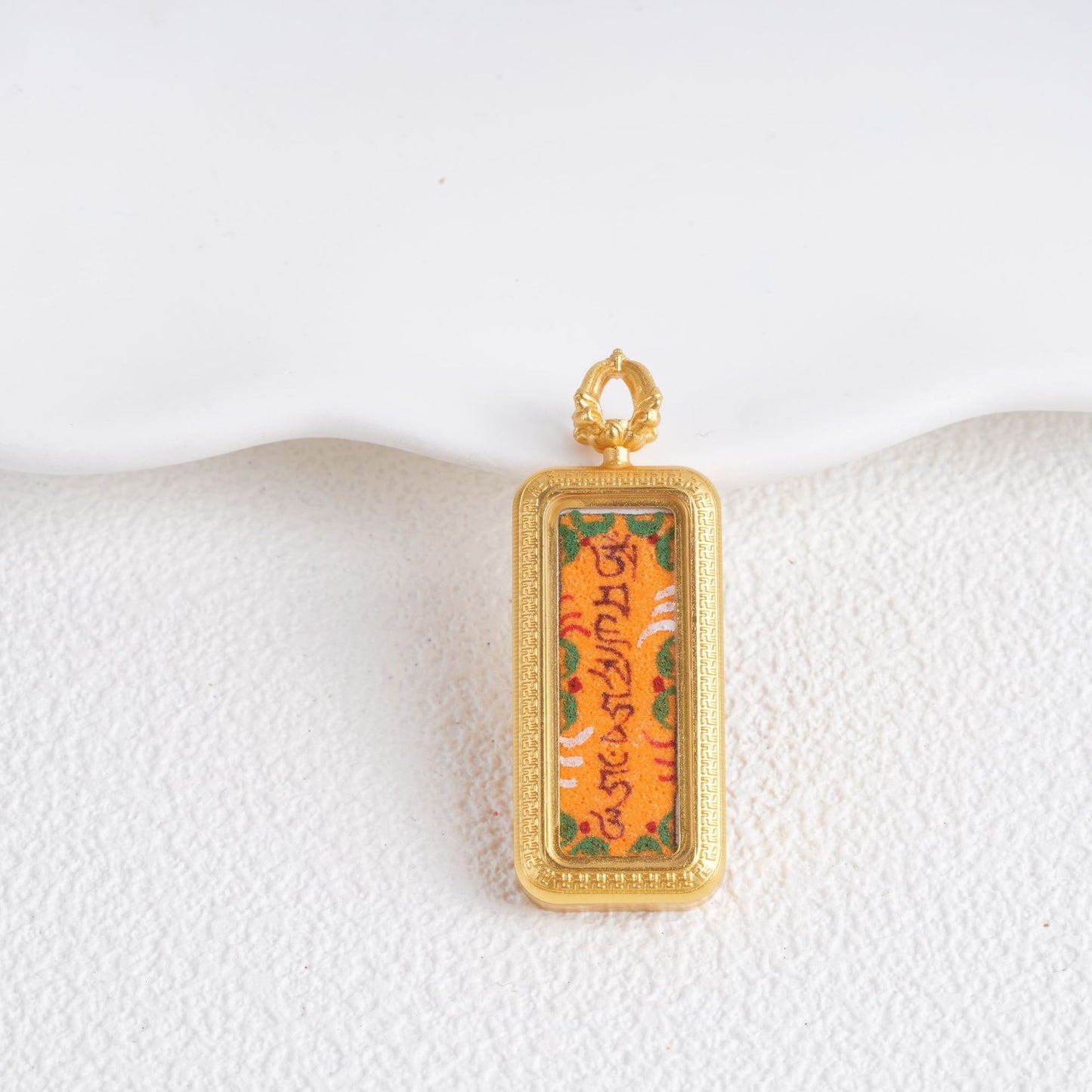 Hand-painted Gold-traced Thangka Pendant, God of Wealth Mantra Mini Prayer Box, Chinese Zen Style Necklace