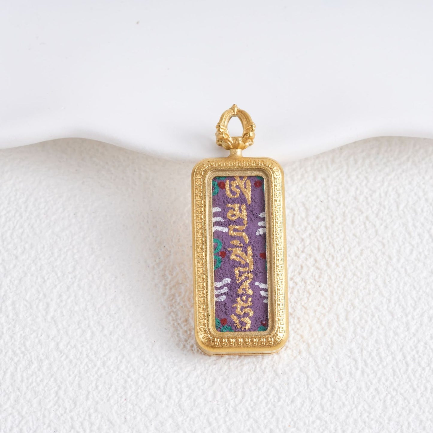 Hand-painted Gold-traced Thangka Pendant, God of Wealth Mantra Mini Prayer Box, Chinese Zen Style Necklace